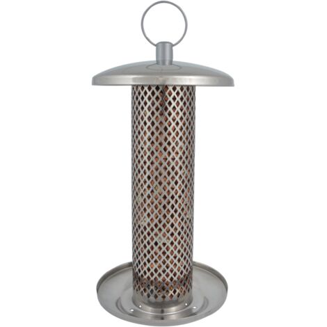 Mangeoire silo pour oiseau en Inox - Argenté - D 14,1 x H 30,8 cm - Livraison gratuite (1/3)