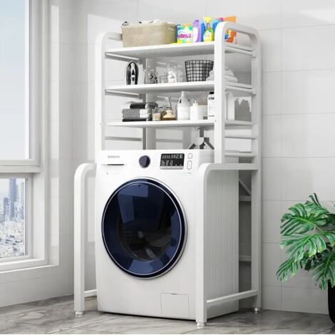Étagère de Dessus de Machine à Laver - Métal Blanc - 3 Niveaux Pliable 152,5 x 71 x 50 cm - Livraison gratuite
