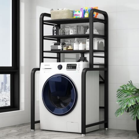 Étagère de Dessus de Machine à Laver  Métal Noir  3 Niveaux  Pliable  152,5 x 71 x 50 cm - Livraison gratuite