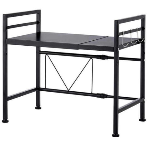 Etagère Réglable de Cuisine en Métal Noir  Largeur extensible 40-60 cm x P 32 x H 47 cm  Support max 120 kg - Livraison gratuite