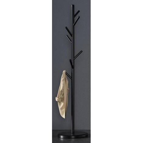 Porte-manteaux Noir - 7 crochets - D 38 x H 181 cm - Portemanteaux design - Livraison gratuite (1/4)
