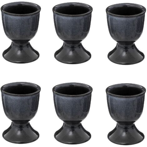 Lot de 6 coquetiers en céramique - Bleu - D 5,2 x H 6,7 cm - Livraison gratuite (1/2)