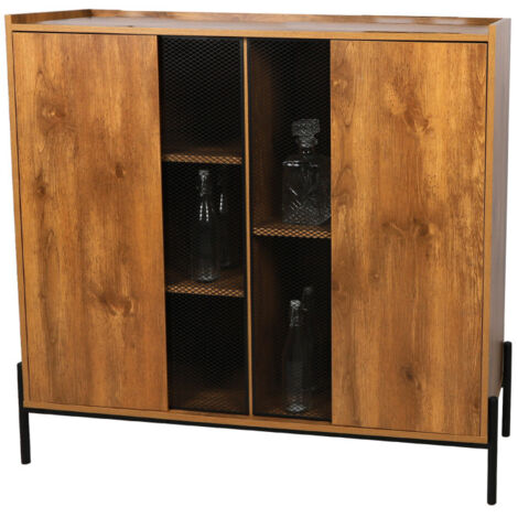 Buffet 2 portes bois et métal noir 118x40x110cm (1/3)