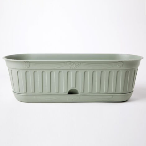 Jardinière avec soucoupe "Etika" en plastique - D 58 cm - Vert sauge - 13L - Livraison gratuite (1/2)