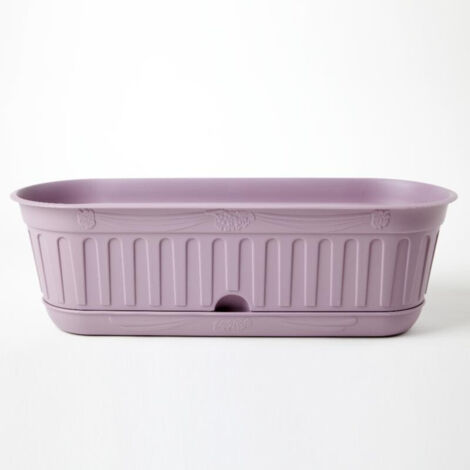 Jardinière avec soucoupe "Etika" en plastique - D 38 cm - Lavande - 3L - Livraison gratuite (1/3)