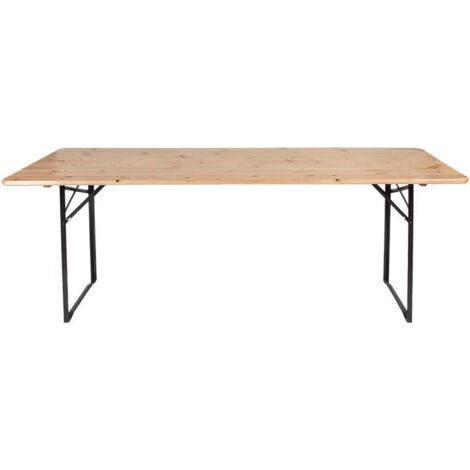 Table de jardin en bois d'aulne 220 cm – Pieds rabattables – Pour 4 à 5 personnes – Coins arrondis – Double couche de laque