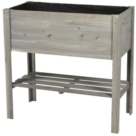 Potager sur pieds en bois "Mon Jardin" - Gris - L 80,5 x l 40 x H 78,5 cm - Livraison gratuite (1/4)
