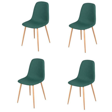 Chaise en tissu vert pieds en métal effet bois 45x54x87cm (1/5)