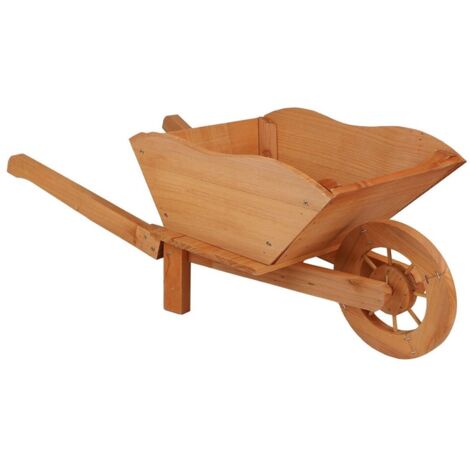 Porte plantes brouette bois naturel (1/4)