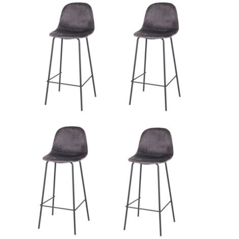 Lot de 4 tabourets de bar en velours "Ima" - Gris foncé - L 47 x P 43 x H 105 cm - Livraison gratuite (1/5)