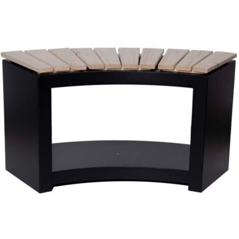 Banc de jardin en acier avec assise en pin – Rangement bois intégré – Noir – L 90,2 x P 37,8 x H 48 cm – Fancy Flames (1/3)