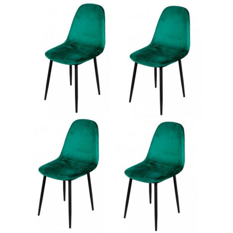 Chaise en velours vert pieds en métal noir - 44x53x88cm (1/5)