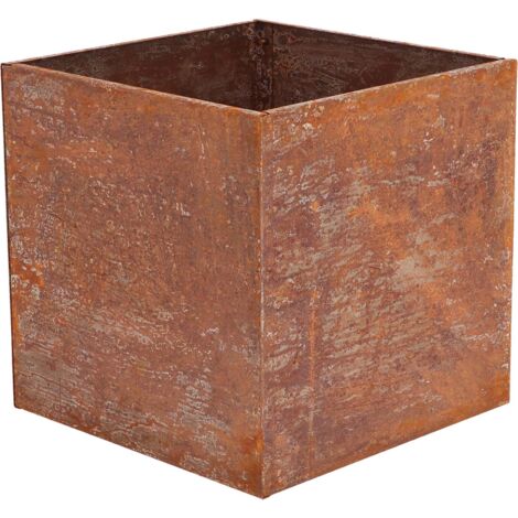 Esschert Design – Jardinière carrée en acier corten effet rouille – Dimensions L 58,2 x l 38,2 x H 38,2 cm – Couleur orange – Pour intérieur et extérieur (1/5)