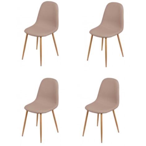 Chaise en Tissu Taupe Pieds en Métal Effet Bois (1/4)