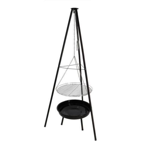 Braséro en fer avec trépied - Noir - L 67,5 x P 77 x H 157 cm - Livraison gratuite (1/5)