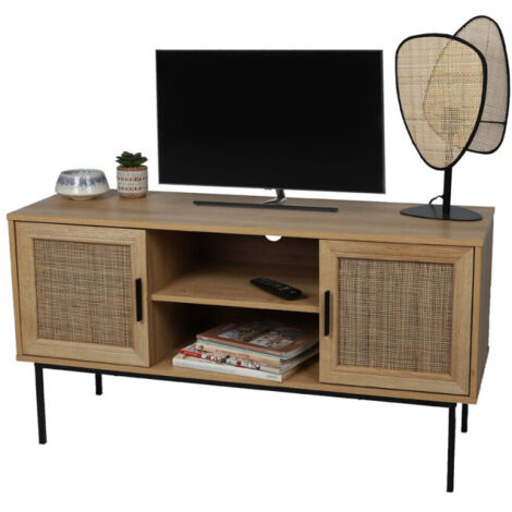 Meuble TV Avec 2 Portes Et 2 Étagères Marron Romy Atmosphera (1/3)