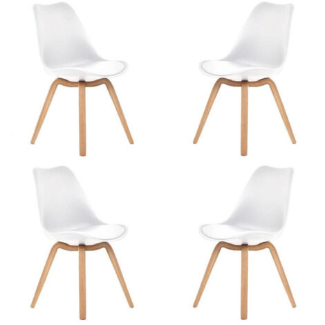 Lot de 4 chaises scandinave "Emy" - Blanc - L 45 x P 58 x H 82 cm - Livraison gratuite (1/4)