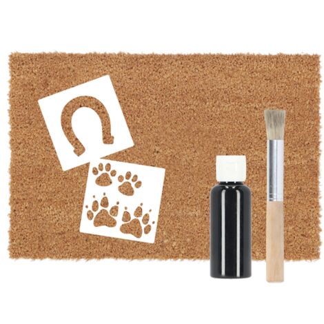 Kit de peinture avec paillasson et pochoirs empreintes d'animaux - Multicolore - L 60 x P 40 x H 1,7 cm - Livraison gratuite (1/5)