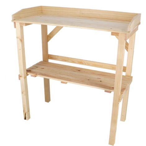 Esschert Design – Table de rempotage en bois de pin beige – Dimensions L 78 x P 38,5 x H 82,3 cm – Hauteur de travail confortable pour éviter les douleurs (1/5)