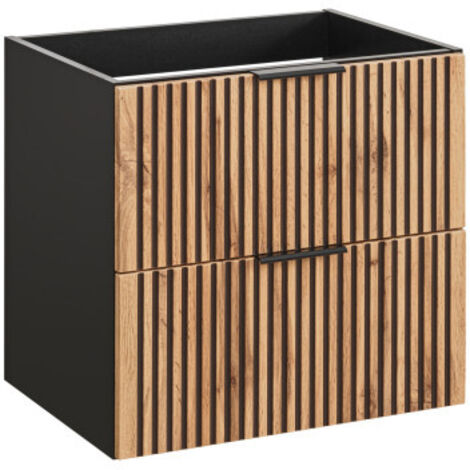 Meuble sous vasque en bois - L 60 x H 57 x P 46 cm - Sylve Black Wotan - Livraison gratuite (1/5)