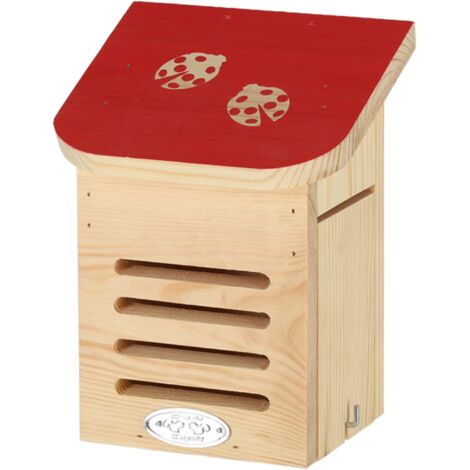 Maison à coccinelles en bois de pin - Beige/Rouge - L 15,2 x H 20 cm - Livraison gratuite (1/5)