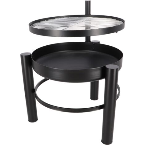 Braséro en métal noir avec grille de cuisson – Dimensions L 54 x P 66,5 x H 69 cm – Pour bois, charbon de bois, bûches compressées – Fancy Flames