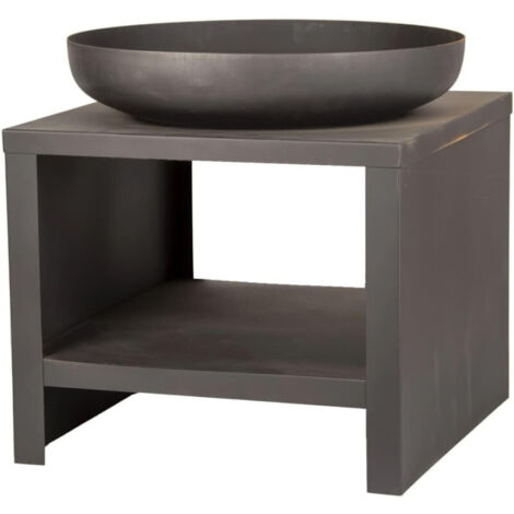 Brasero en acier avec range bois - Noir - D 60,8 x H 61,8 cm - Livraison gratuite (1/4)