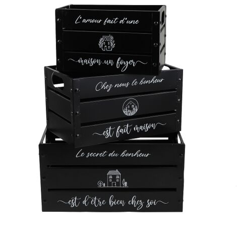 Lot de 3 caisses en métal "Loft & Metal" - Noir - L 40 x P 25 x H 20 cm - Livraison gratuite (1/2)