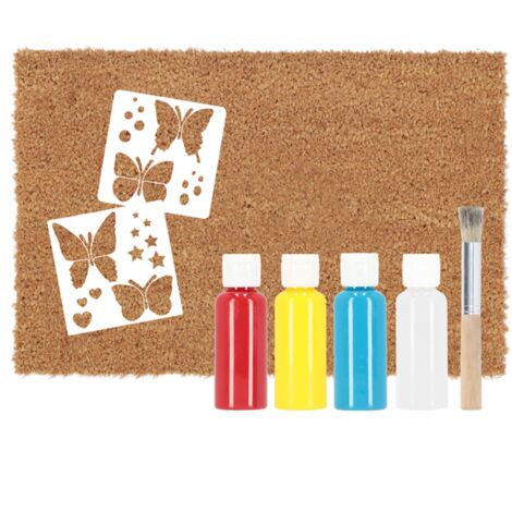 Kit de peinture avec paillasson et pochoirs papillons - Multicolore - L 60 x P 40 x H 1,7 cm - Livraison gratuite (1/5)