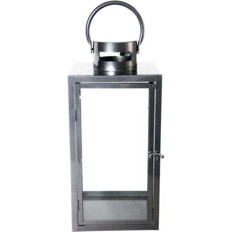 Lanterne en fer anthracite et verre 20 x 20 x 41 cm (1/2)