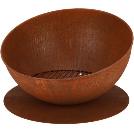 Brasero en fer incliné sur disque - Rouillé - D 50,9 x H 29,7 cm - Livraison gratuite (1/5)