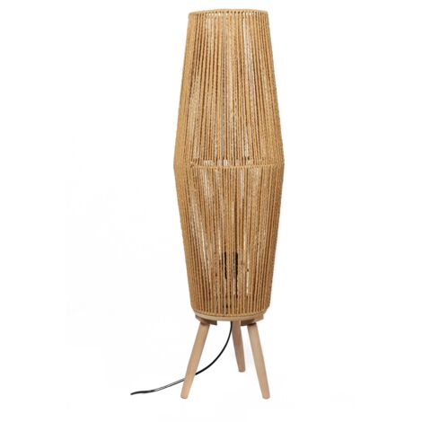 Lampe "Leandra" avec trépied en bois - Beige - D 25 x H 88 cm - Livraison gratuite