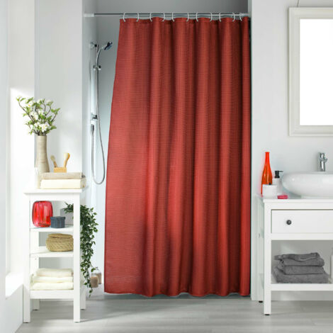 Rideau de Douche avec Crochets 180 x 200 cm Quartz Terracotta - Jacquard - Livraison gratuite (1/3)