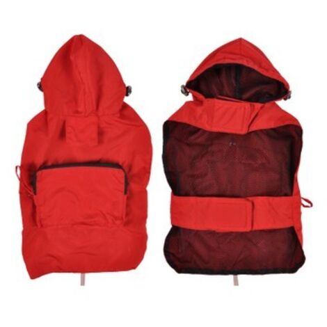 Imperméable avec capuche et poche pour animaux - Rouge - Taille L (40 cm) - Livraison gratuite (1/3)
