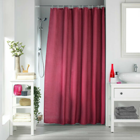 Rideau de Douche avec Crochets 180 x 200 cm Quartz Framboise - Jacquard - Livraison gratuite (1/3)