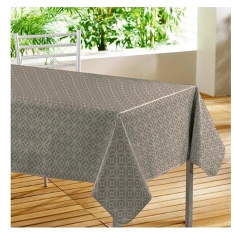 Nappe rectangle 140 x 240 cm pvc imprime moderna Taupe (1/3)