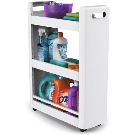 EDA – Desserte de cuisine modulable 60 x 22 x 79 cm – 3 étagères ajustables – 4 roulettes multidirectionnelles pour déplacement facile