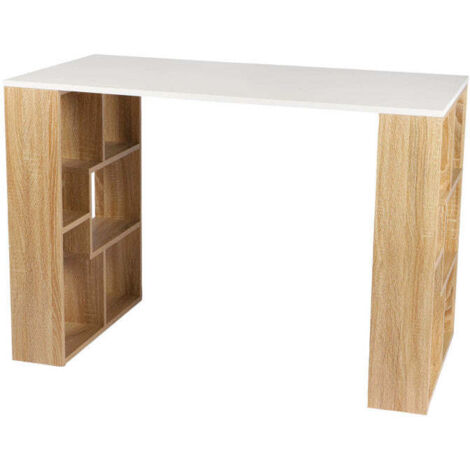 Bureau en bois "Nova" avec 10 niches de rangement intégrées - Beige/blanc - L 110 x P 60 x H 75 cm - Livraison gratuite (1/4)