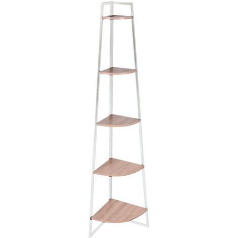 Étagère angle La Casa Blanca 5 niveaux bois acier (1/5)