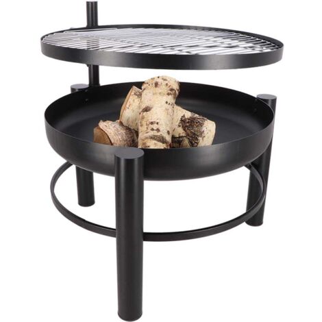 Brasero en métal avec grille de cuisson intégrée 66 x 78 x 69 cm – Résistant aux intempéries – Pour cuisson au feu de bois – Design élégant – Fancy Flames