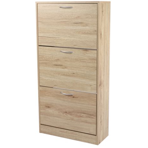 Meuble à chaussures en bois avec 3 tiroirs 'Pratik" - Beige - H 120 x L 60 x P 24 cm - Livraison gratuite (1/4)