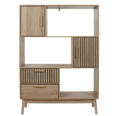 Bibliothèque Klaus en bois MDF – Hauteur 140 cm, Longueur 100 cm, Profondeur 35 cm – 3 portes de rangement – Design moderne