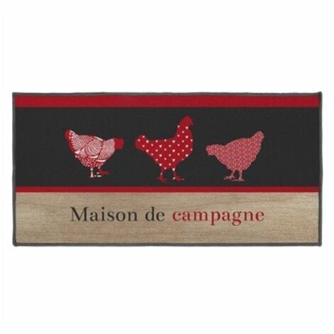 Tapis déco - Rectangle - 50 x 120 cm - Imprimé maison de campagne - Rouge - Livraison gratuite (1/3)