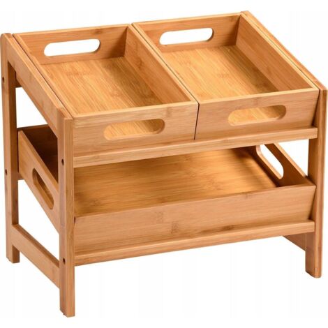 Étagère à épice en bambou FSC – 3 bacs amovibles – Dimensions 39.5 x 26 x 34.5 cm – Rangement optimisé pour cuisine moderne – Kesper