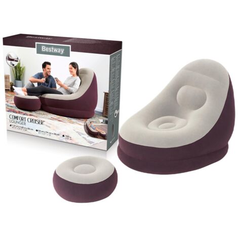 Bestway – Fauteuil gonflable avec repose-pied – Dimensions 122 x 94 x 81 cm – Confort optimal pour espaces extérieurs – Couleur orange (1/5)