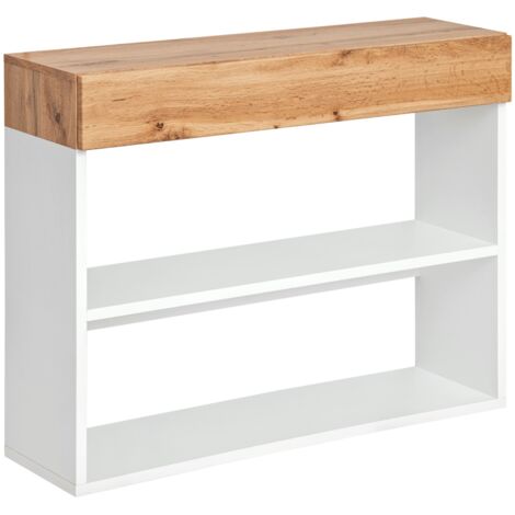 Armoire murale double étagère et tiroir Easy VIII - L 100 x P 30 x H 80 cm - Marron et blanc - Livraison gratuite (1/5)