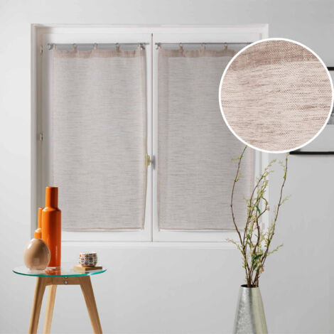 Douceur D'Intérieur Voilage Passants Linahe Blanc 2 X (45 X 120 Cm) - Voile Sablé Chenille