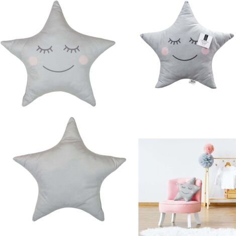 Coussin - Forme étoile - 44 x 37 cm - Gris - Livraison gratuite (1/5)