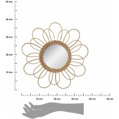 Miroir Fleur rotin D38cm - Atmosphera créateur d'intérieur
