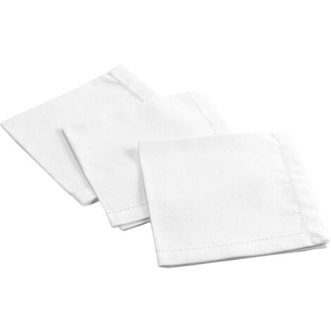 Lot de 3 serviettes de table coton - Charline - 40 x 40 cm - Blanc - Livraison gratuite